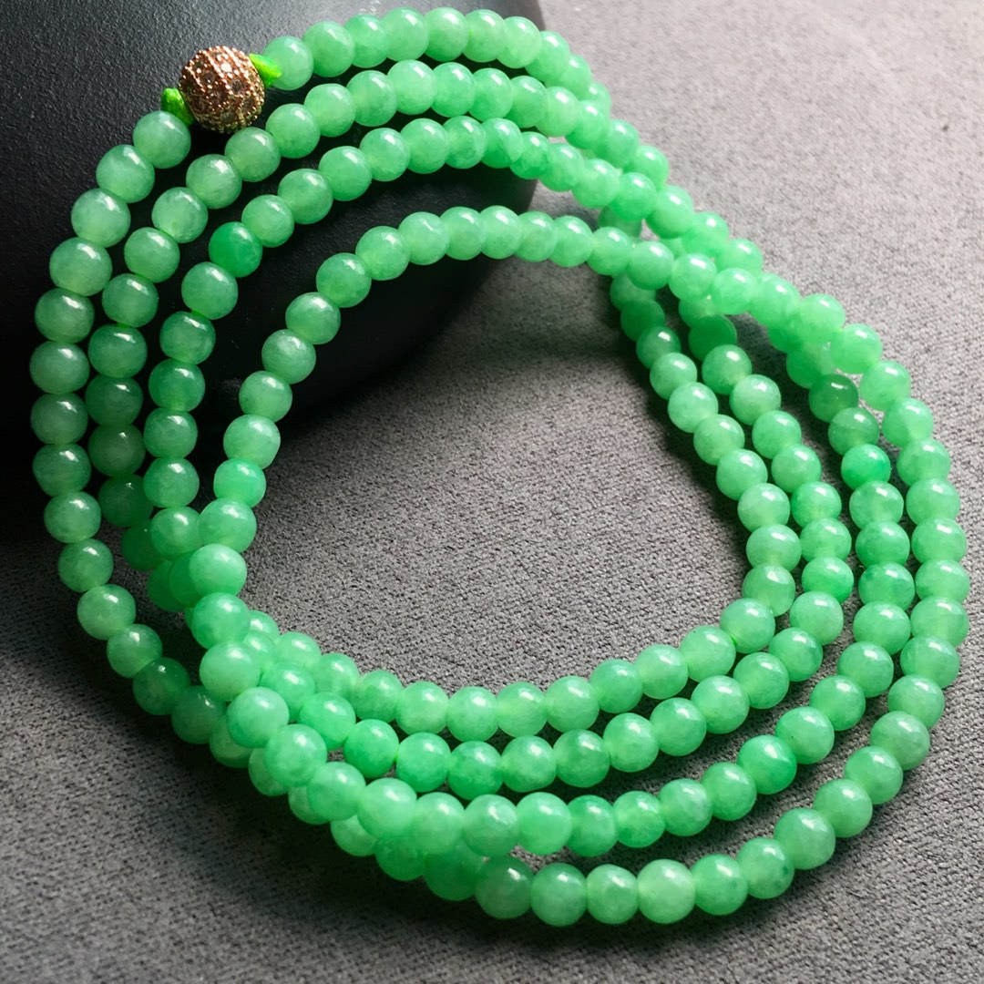 冰绿珠珠项链手链两用，珠圆玉润，料子细腻，超性价比，裸石：4，3.8mm