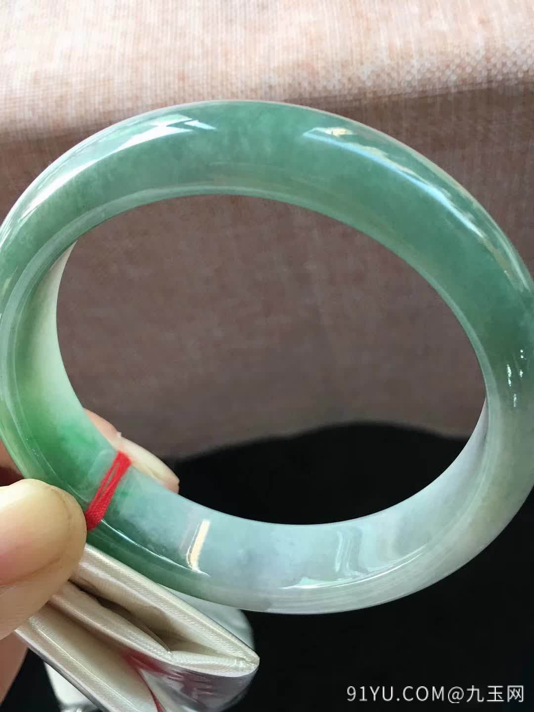油青飘绿大圈口正圈翡翠手镯，完美种老，尺寸60.5／15／8.4mm，特惠[玫瑰]