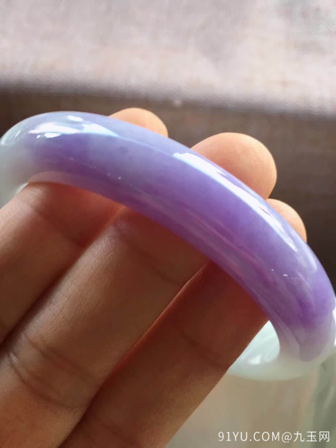 紫罗兰正圈翡翠手镯，完美，种老色艳，尺寸58/12.5/8.2mm