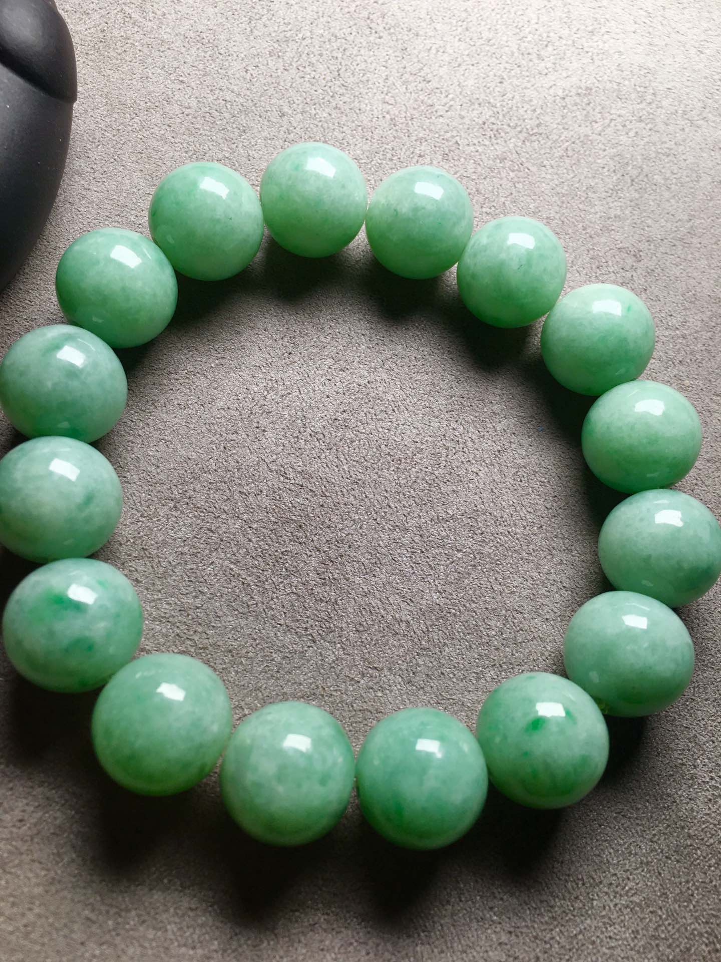 阳绿珠子手链，玉质细腻裸石：14