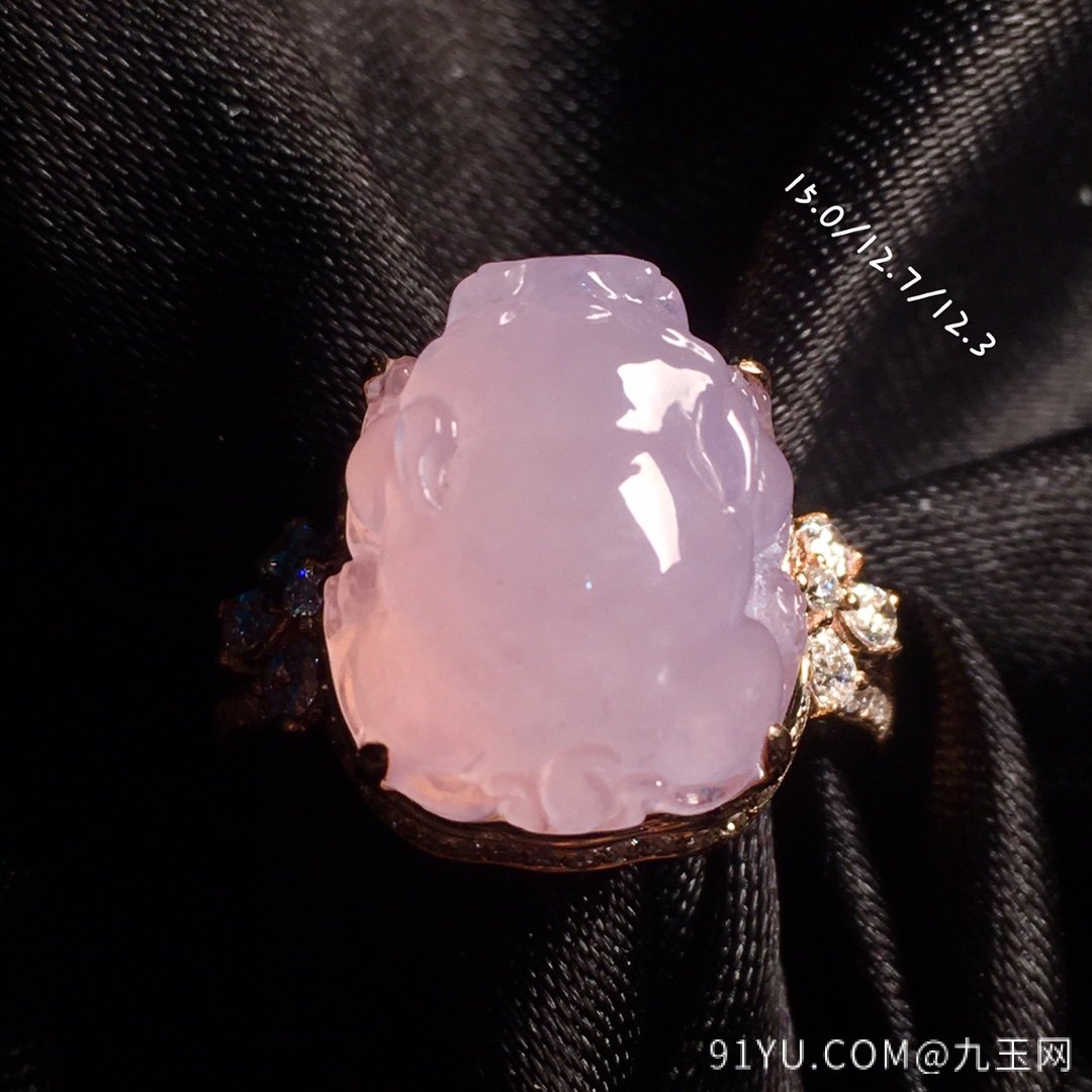 价 【冰紫罗兰，貔貅】色泽浓郁，玉质细腻，冰紫冰透，完美无暇，18k金奢华钻石镶嵌