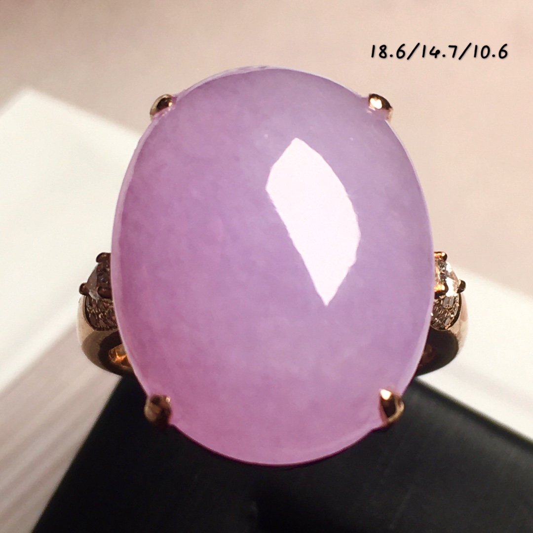价 【冰紫罗兰，戒指】色泽浓郁，玉质细腻，冰紫冰透，完美无暇，18k金奢华钻石镶嵌