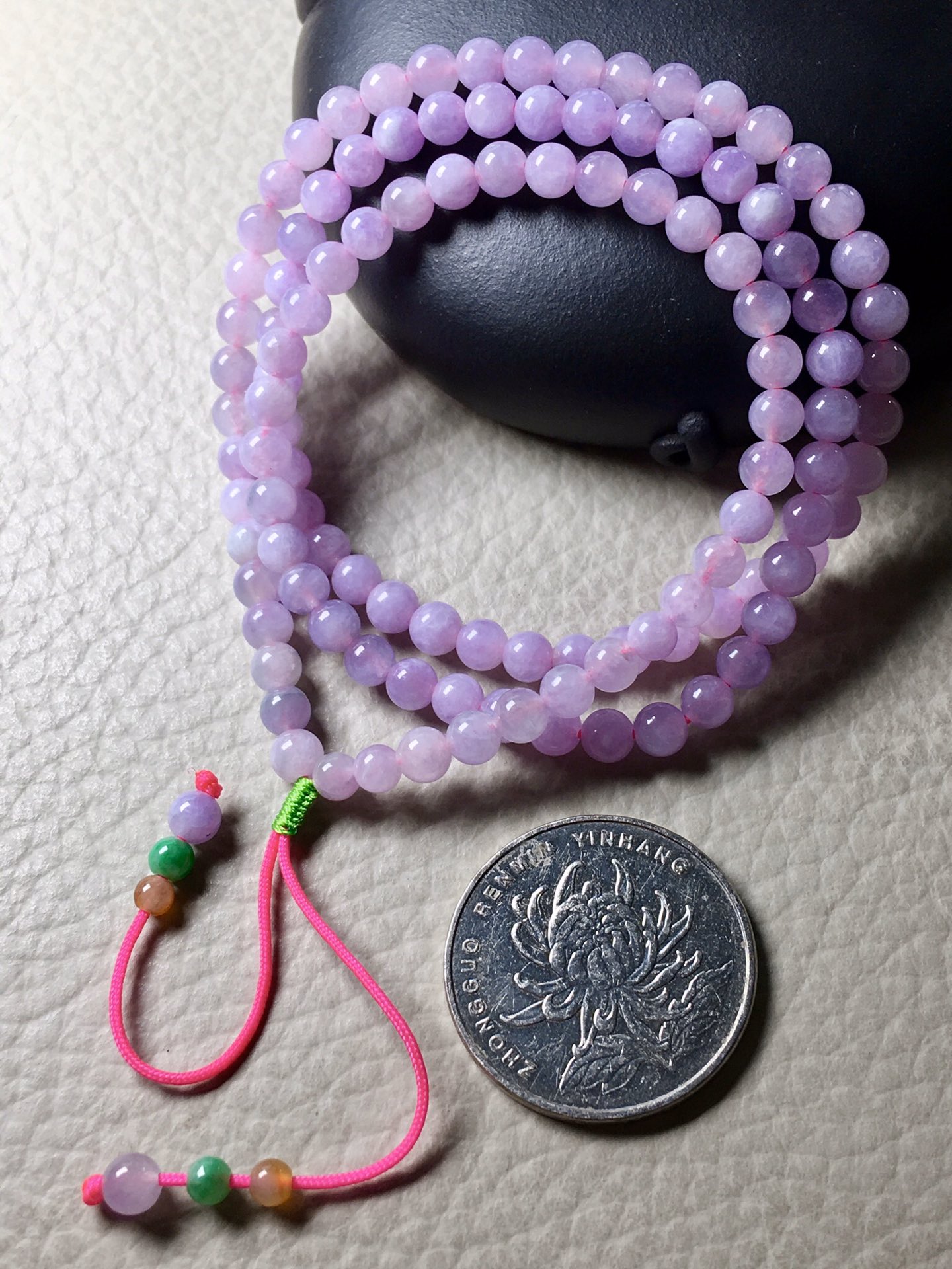 ❤。冰种紫罗兰珠珠项链手链两用，色泽艳丽，珠圆玉润，超性价比，直径：4.5mm