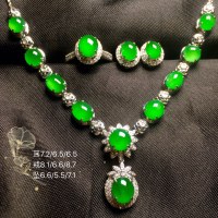 高冰阳绿绿蛋件套，戒指+耳钉+项链