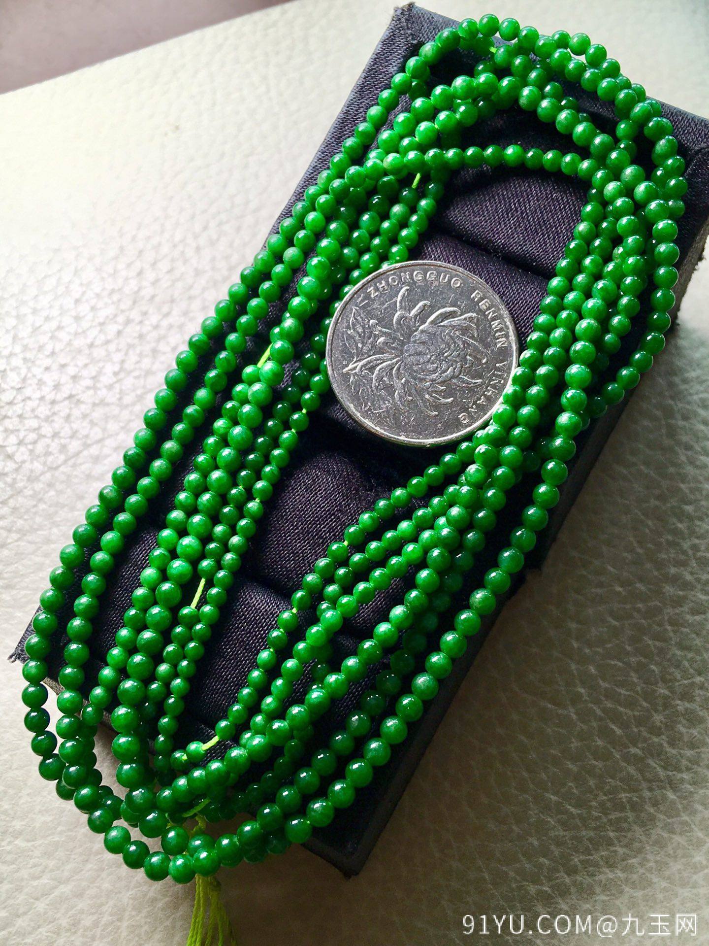 ❤。冰种辣绿珠珠项链手链两用，珠圆玉润，高品质，裸石：2.8mm