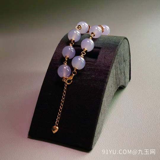 冰紫手​链、完​美通透​、镶嵌‌时‌尚、18k金伴财‌宝、珠‌子尺寸‌：10.5。颗粒‎：9、29999