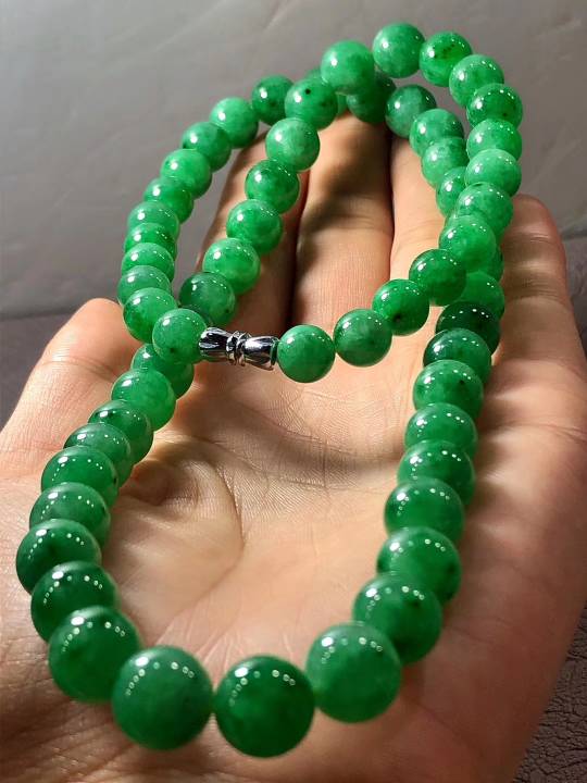 翡翠塔珠项链，满绿，老种，水润，颜色鲜艳，性价比超高，精品，60颗，尺寸：10mm，[太阳][太阳����